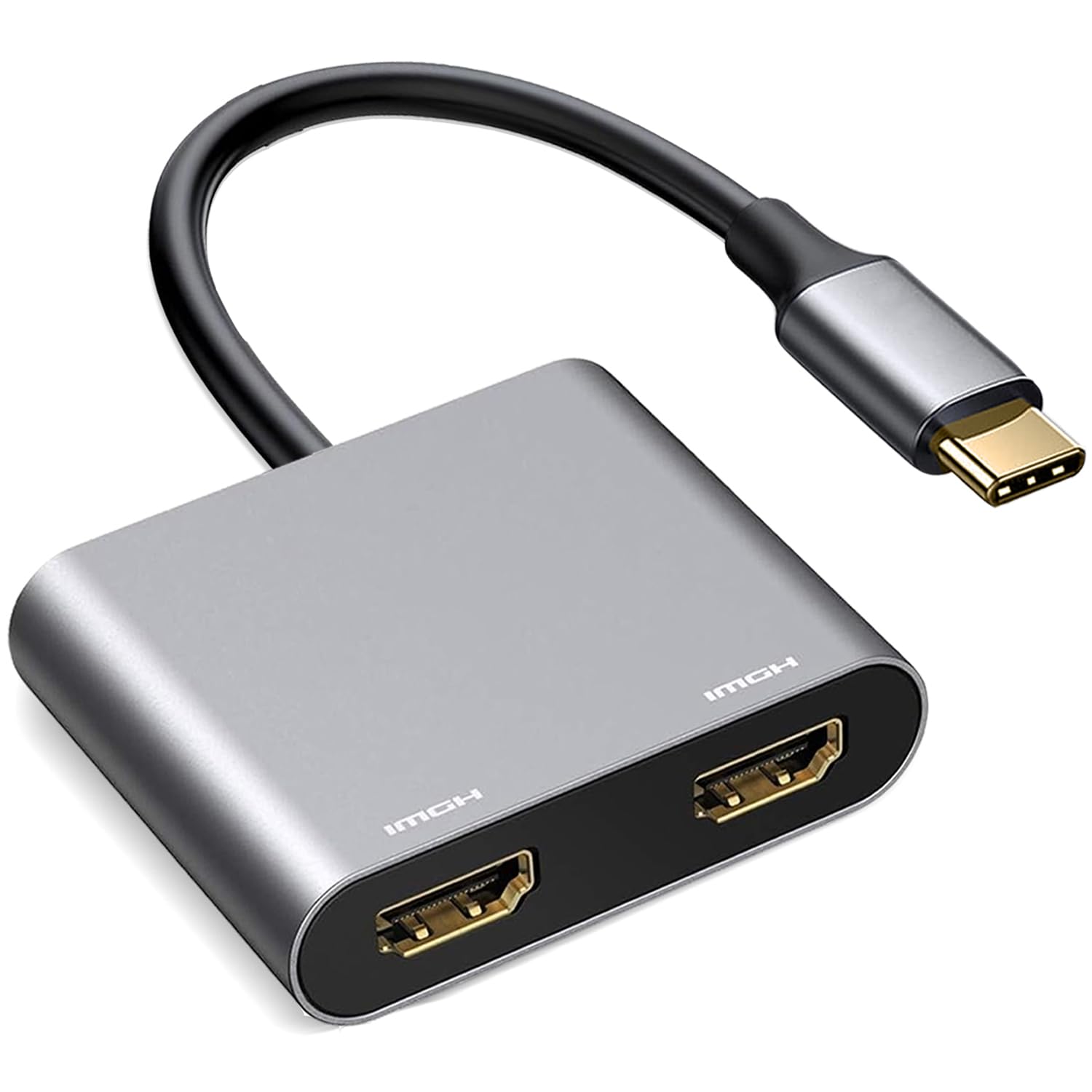 USB C to Dual HDMI Adapter 4K@60Hz, Type C to HDMI Splitter for Dual Monitors, USB C Hub Extend Display for MacBook Air/Pro, Laptops That Support DP