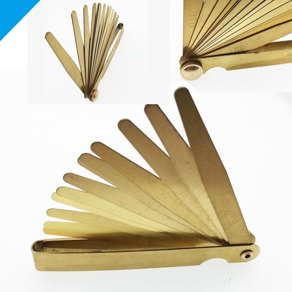 Spessimetro a doppia marcatura, Spessimetro metrico in ottone 13 o 20 lame 0,05-1,00 mm for progettisti ingegneri meccanici(0.05-1.00 20blades)