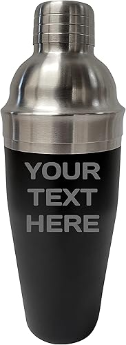 Coctelera mate negra de encargo del acero inoxidable de 24 oz de la boda personalizada con el texto de encargo