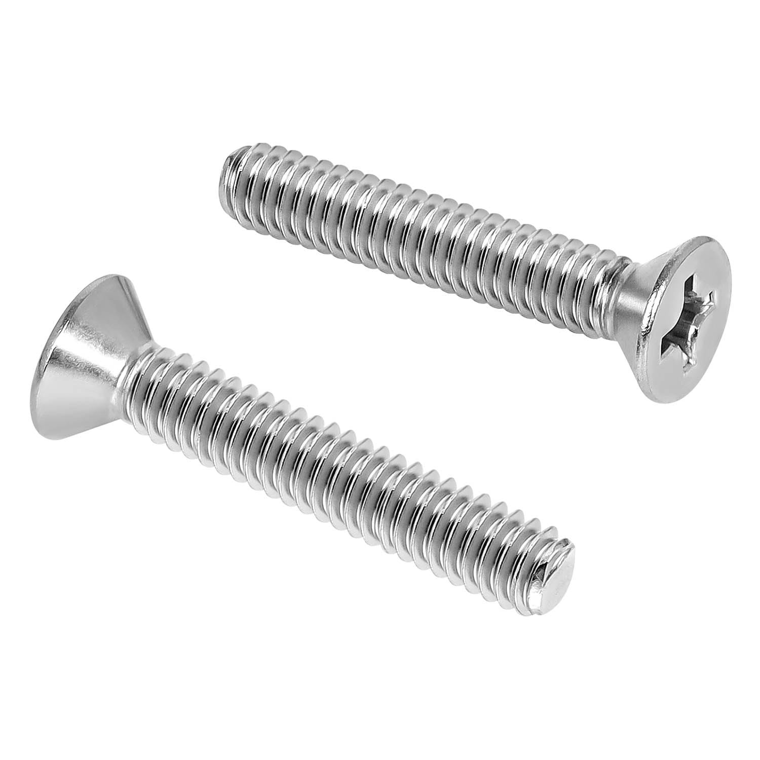 OUSCHR 1/4"-20 x 2 Countersunk Flat Head Machine Screw Bolts, Full Thread, 304 Stainless Steel, 25 PCS