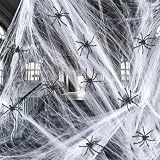 Yurifaz 200g Telaraña Halloween, Tela de araña Decoración con 40 Arañas Falsas, Accesorios para Casa Embrujada y Fiesta de Halloween
