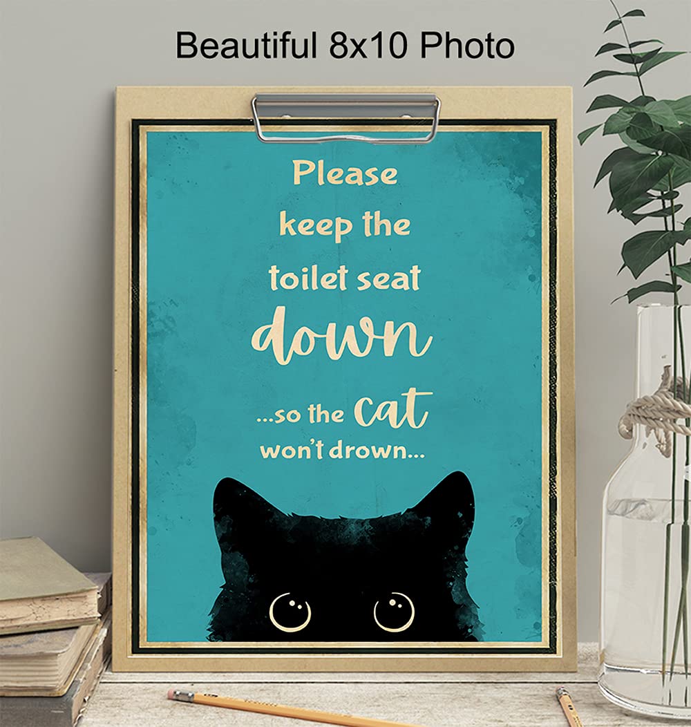 Buy Put The Toilet Seat Down Sign Cat Bathroom Decor Bath Wall