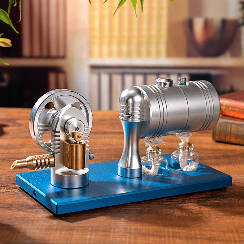 Stirling Steam Engine Model, Retro Engine with Heating Boiler Alcohol Lamp, Suitable for Physical Science Experiment Education