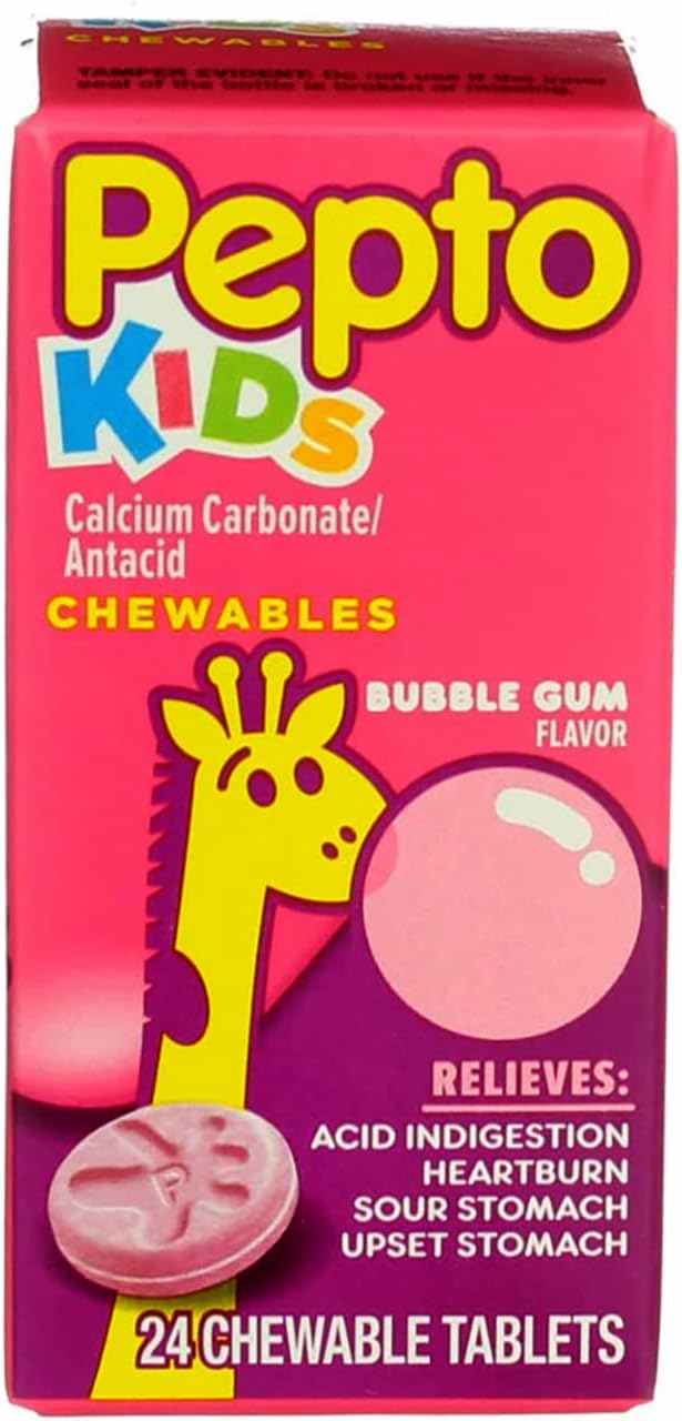 Buy Pepto Bismol Children`s Chewable Tablets Bubble Gum 24 Ct 4 Pack