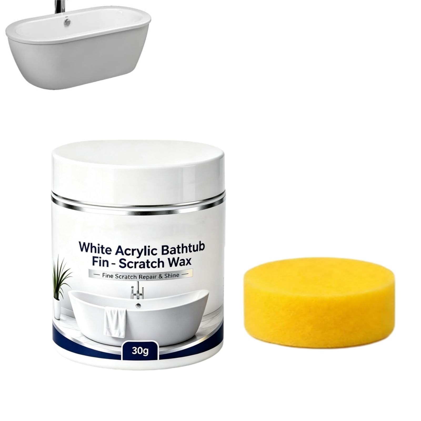 White Acrylic Bathtub Fine Scratch Repair Wax,White Repair Paint,30g (1PC)