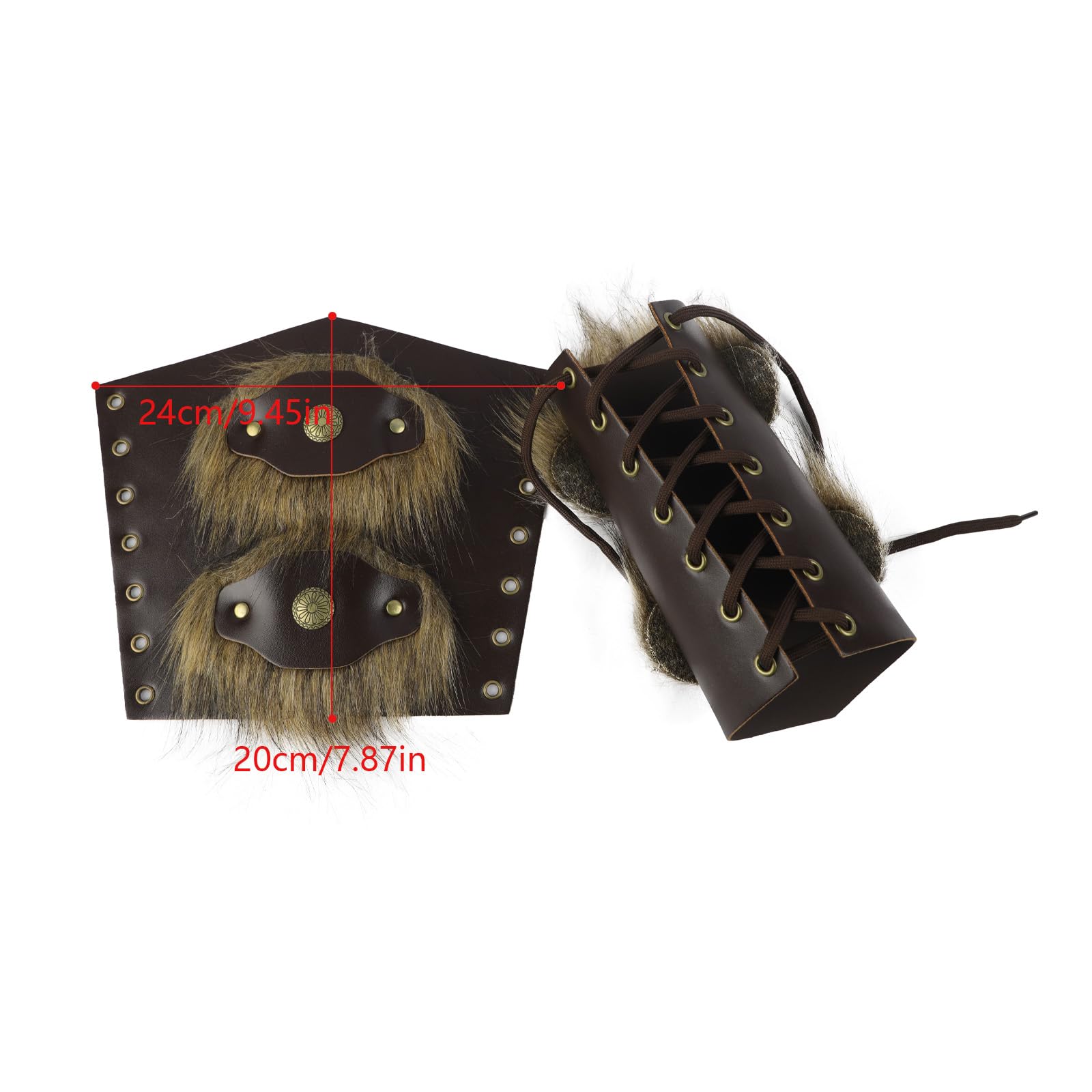1 Pair PU Leather Bracers Medieval Arm Guards Adjustable Lace Up Viking Gauntlet Wristbands for Men Women Fancy Dress Halloween Party Cosplay Costume Accessories - Image 3