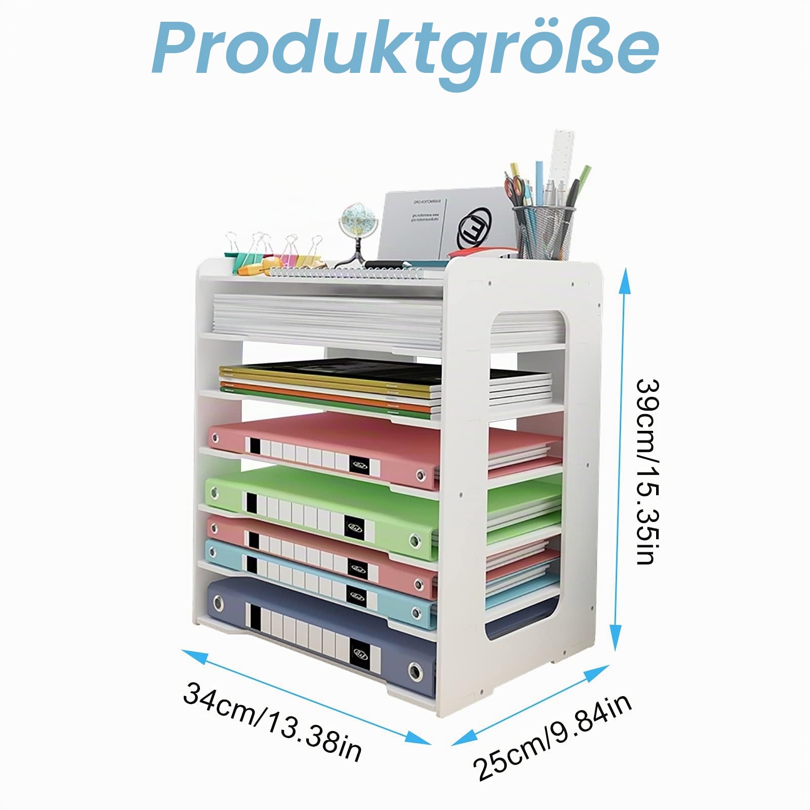 Hggzeg Briefablage-Organizer, Büro-Schreibtisch, ordentliches Aufbewahrungsregal, Dokumentenhalter, A4-Papier-Ablagefächer für Zuhause, Büro, Schule, 7 Etagen