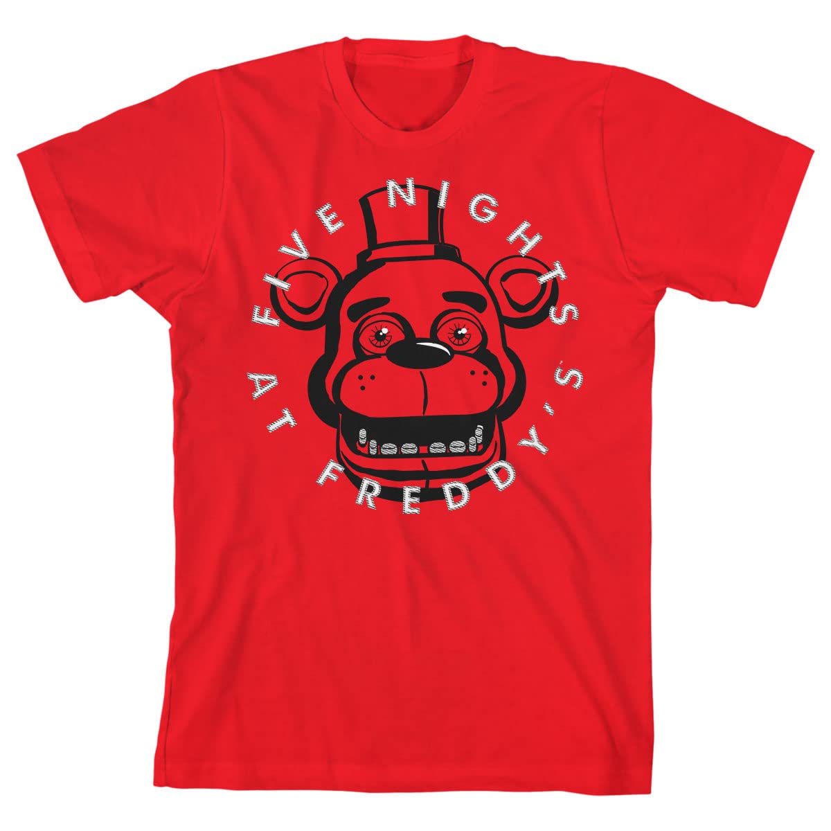 Five Nights at Freddy’s Freddy Fazbear Face Line Art Boy’s Red T-Shirt