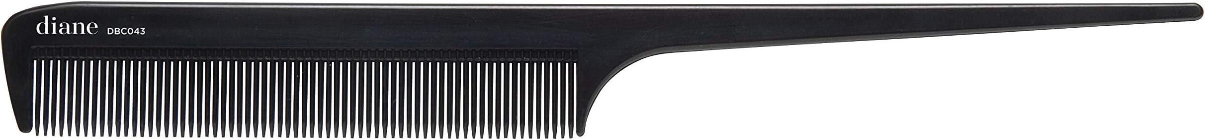 Diane Ionic Rat Tail Comb Anti Static Fine Tooth Comb and Hair Cutting, Styling Tool for Women, Men, Hair Stylists, Barbers with Long Thin Handle, Black, 8 Inches, DBC043, Multi