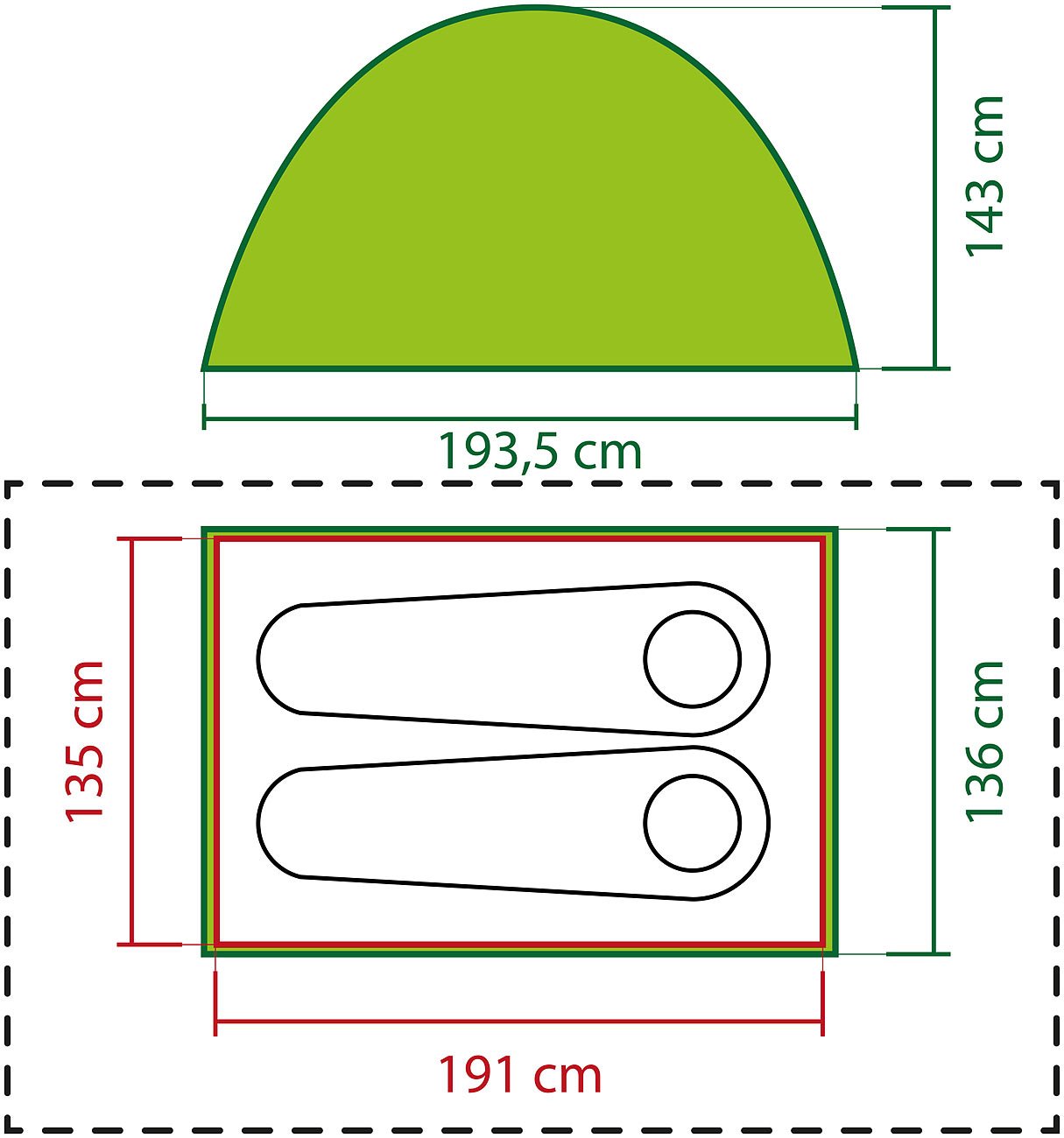 Semptec Urban Survival Technology Feldbett Doppelbett: 4in1-Doppelzelt/2 Schlafsäcken, Matratze, Liege & Kissen (refurbished) (Doppel Feldbett mit Matratze, 2 Personen mit, Bett)