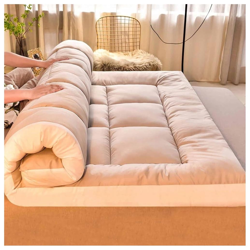 Humajory Grey Floor Mattress Japanese Extra Thick Futon Floor Mattress Futon Mattress Foldable Floor Bed Camping Mattress Futon Mat Traditional Sleeping Mat Extra Thick, Cosy And Warm Mattress(Gray,200X220cm)