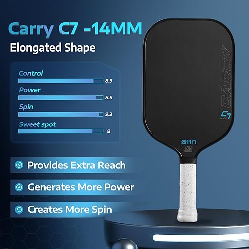 Miniatura 2 de A11N 2024 Carry C7 Pickleball Paddle con cubierta de pala, superficie de fibra de carbono, estilo minimalista