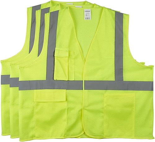J. J. Keller & Associates, Inc. Chaleco de seguridad tipo R Clase 2 - Malla de poliéster Hi Viz, paquete de 3 unidades