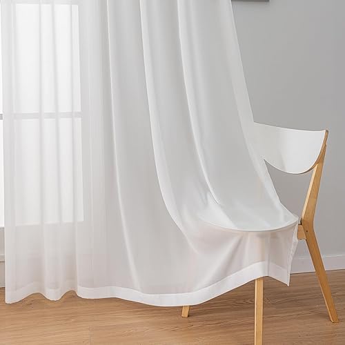 Miniatura 8 de Cortinas traslúcidas de gasa plisadas de 96 pulgadas de largo, para sala de estar, cortinas semitransparentes con filtro de luz, para dormitorio, 52