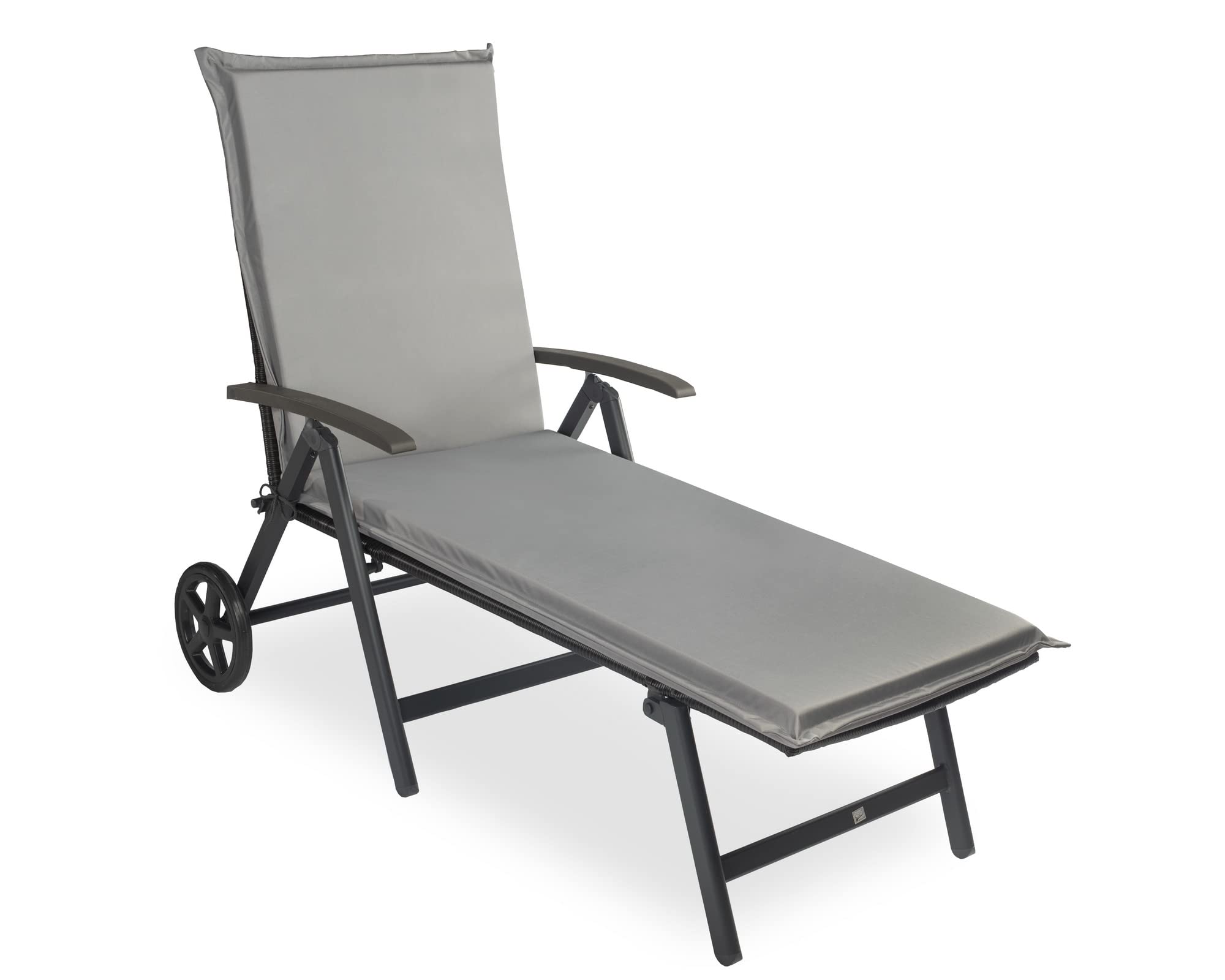 sunnypillow 2 Cuscini per Lettino 190 × 60 – Materassino per Sdraio da Giardino, Spesso 9 cm – Outdoor, Impermeabile, Resistente ai Raggi UV – Cuscino per Lettino Prendisole e Sedia a Sdraio – Grigio