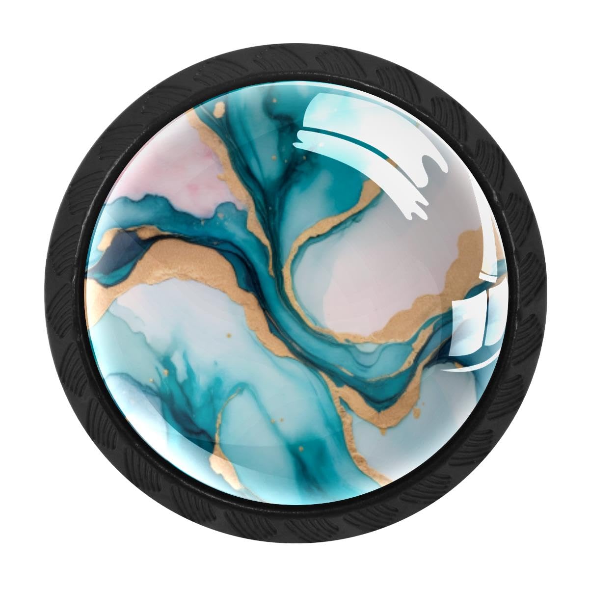 4 PCS Kitchen Cabinet Knobs, Cyan Blue Marble Drawer Knobs Dresser Handles