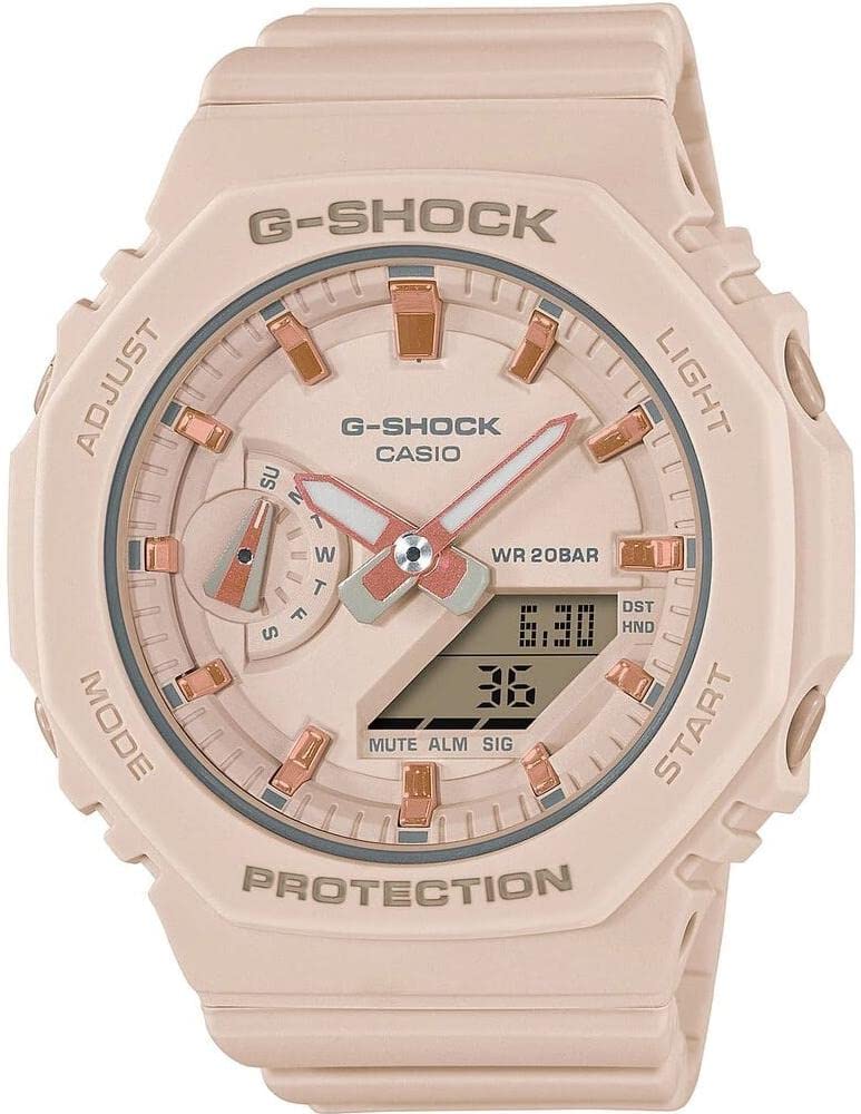 Casio Unisex 46.00mm Quartz Watch with Pink Analogue - Digital dial and Pink Resin Strap GMA-S2100-4AER