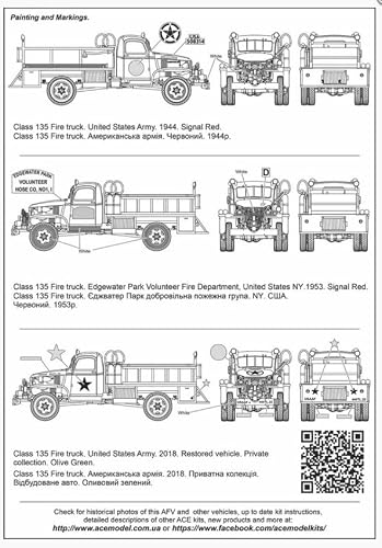 ACE 72603 1/72 US G506 Class 135 Fire Truck Plastic Model kit