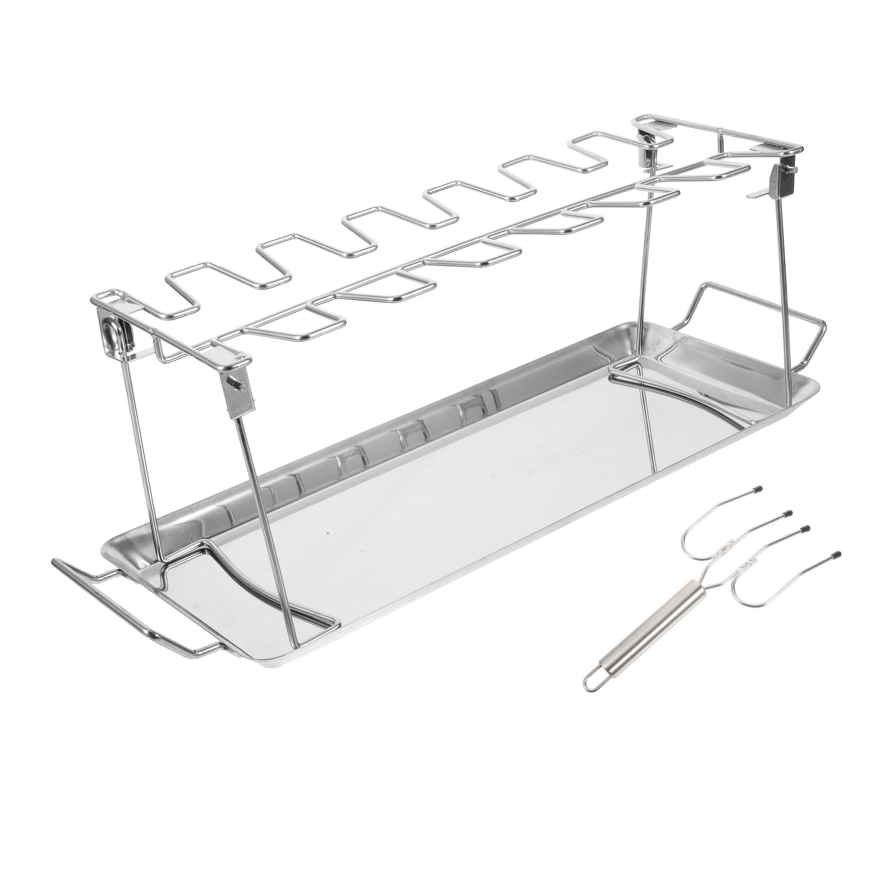 Toyvian Barbecue in Acciaio Inox Di Forchette Per Grigliare Vassoio Per Arrostire Supporto Per Cosce Di Pollo Forchette Per Tacchini Spiedini Portatili Per Bistecche Per Affumicare Leccard