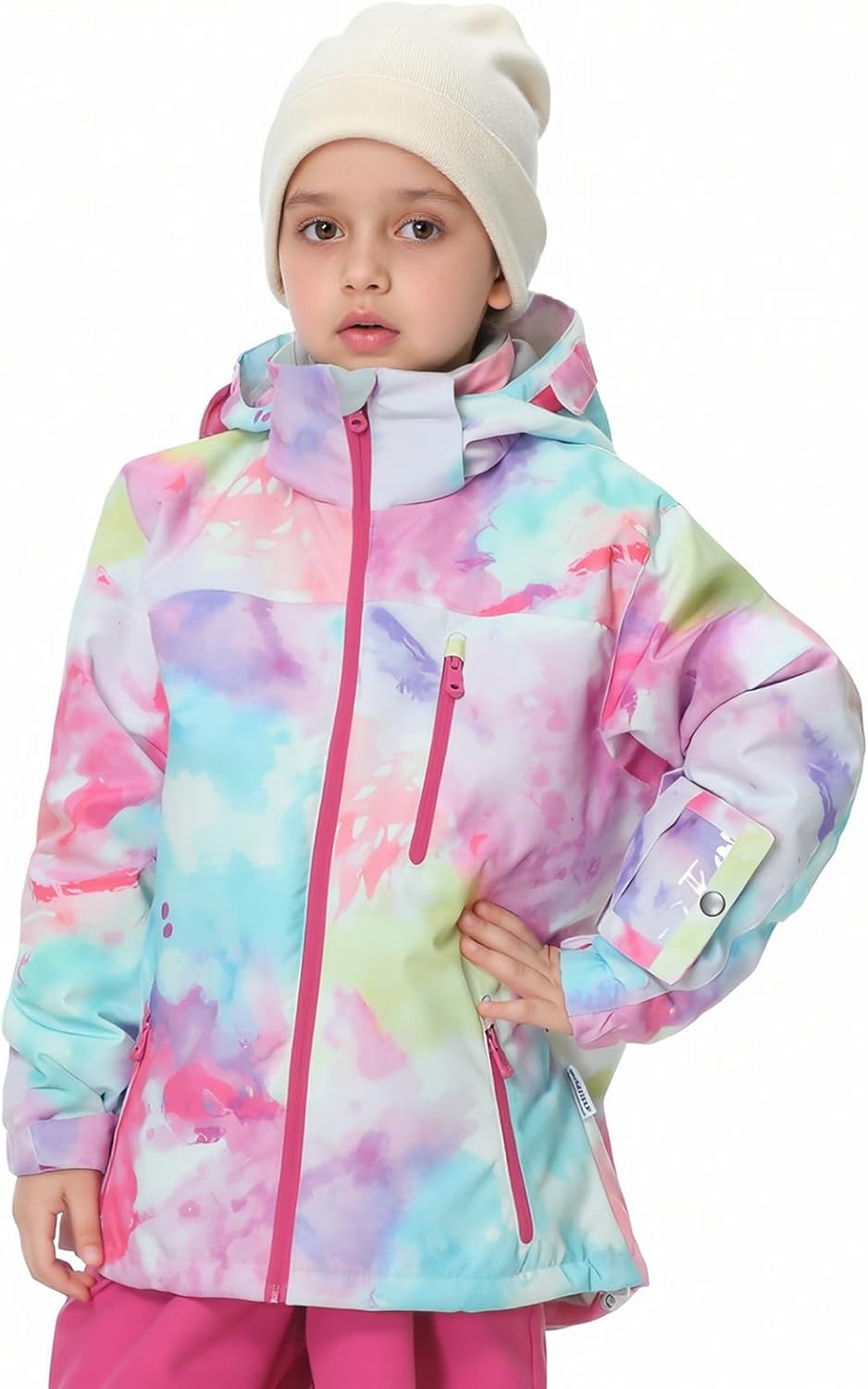 BGX Kids Girls Waterproof Ski Snow Jacket Windproof Winter Jacket Coats Outdoor Snowboarding with Hood - Image 3