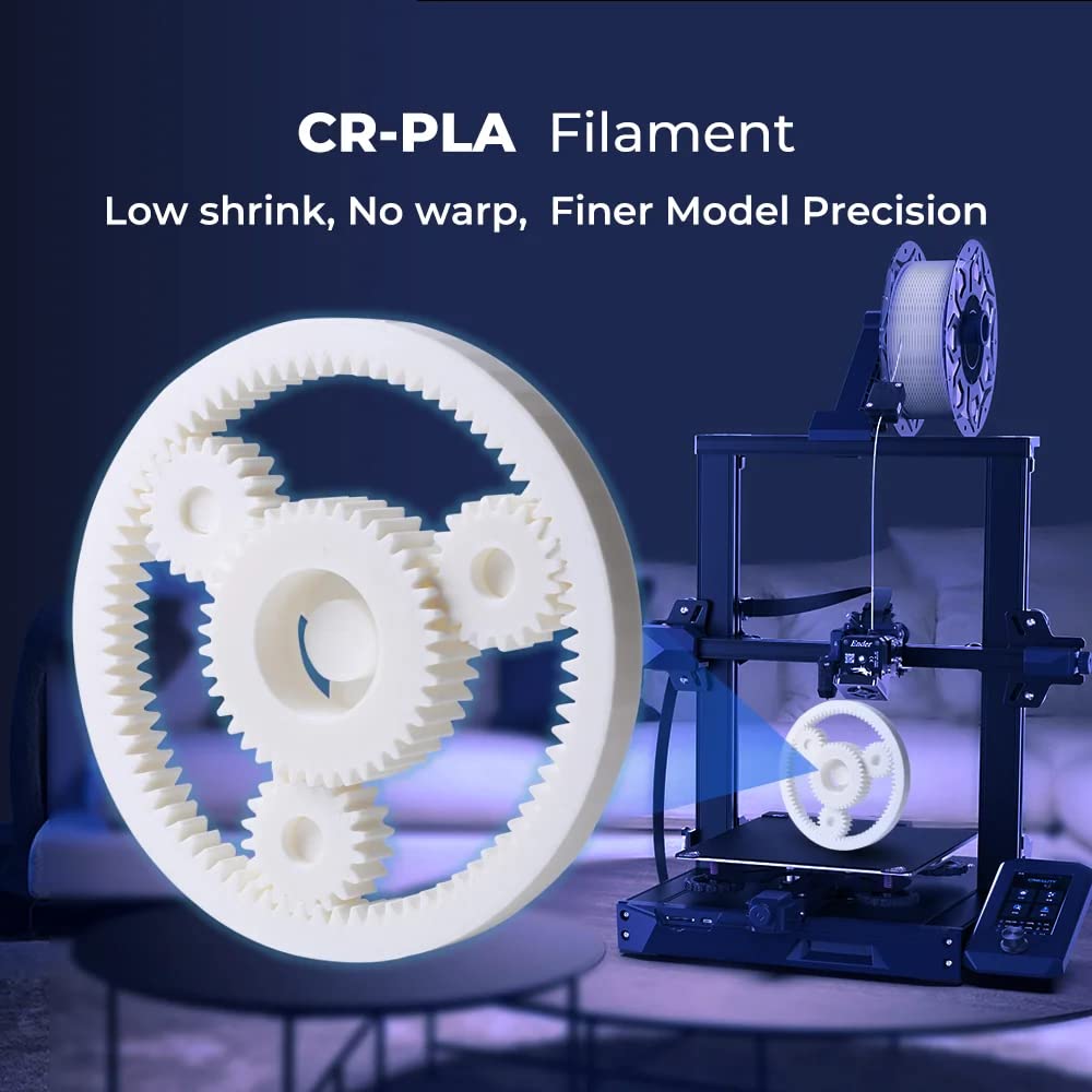 Creality Filamento PLA CR 1,75 mm, Bobina da 1,0kg per Stampante 3D, Precisione di Misurazione ± 0,03 mm, Adatto per Stampanti 3D FDM e Penne 3D (Bianco)