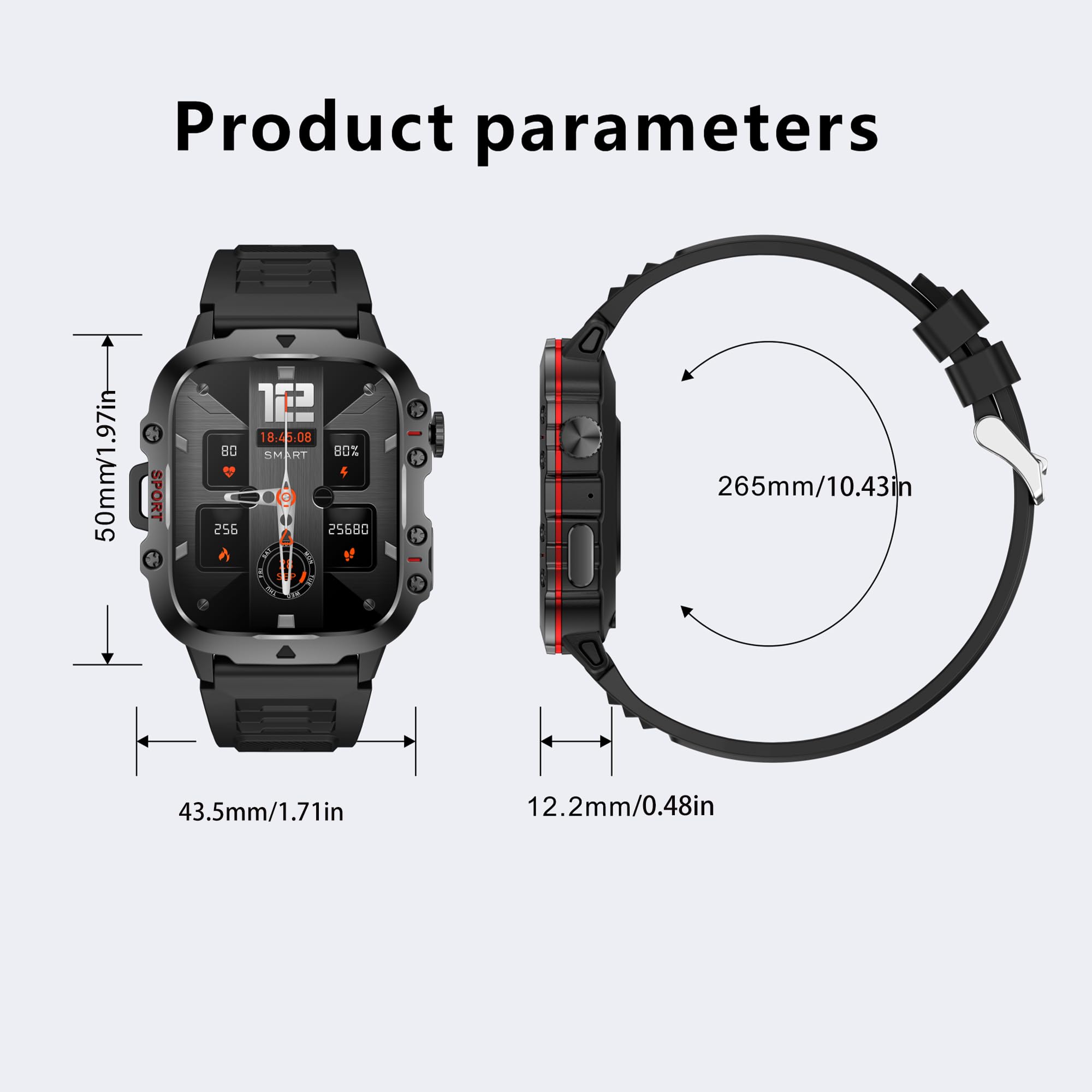 Reloj inteligente AMOLED de 1,96 pulgadas para hombre con función de teléfono, batería de 420 mAh, reloj deportivo con Bluetooth llamadas con monitor de sueño, podómetro, resistente al agua 5 ATM