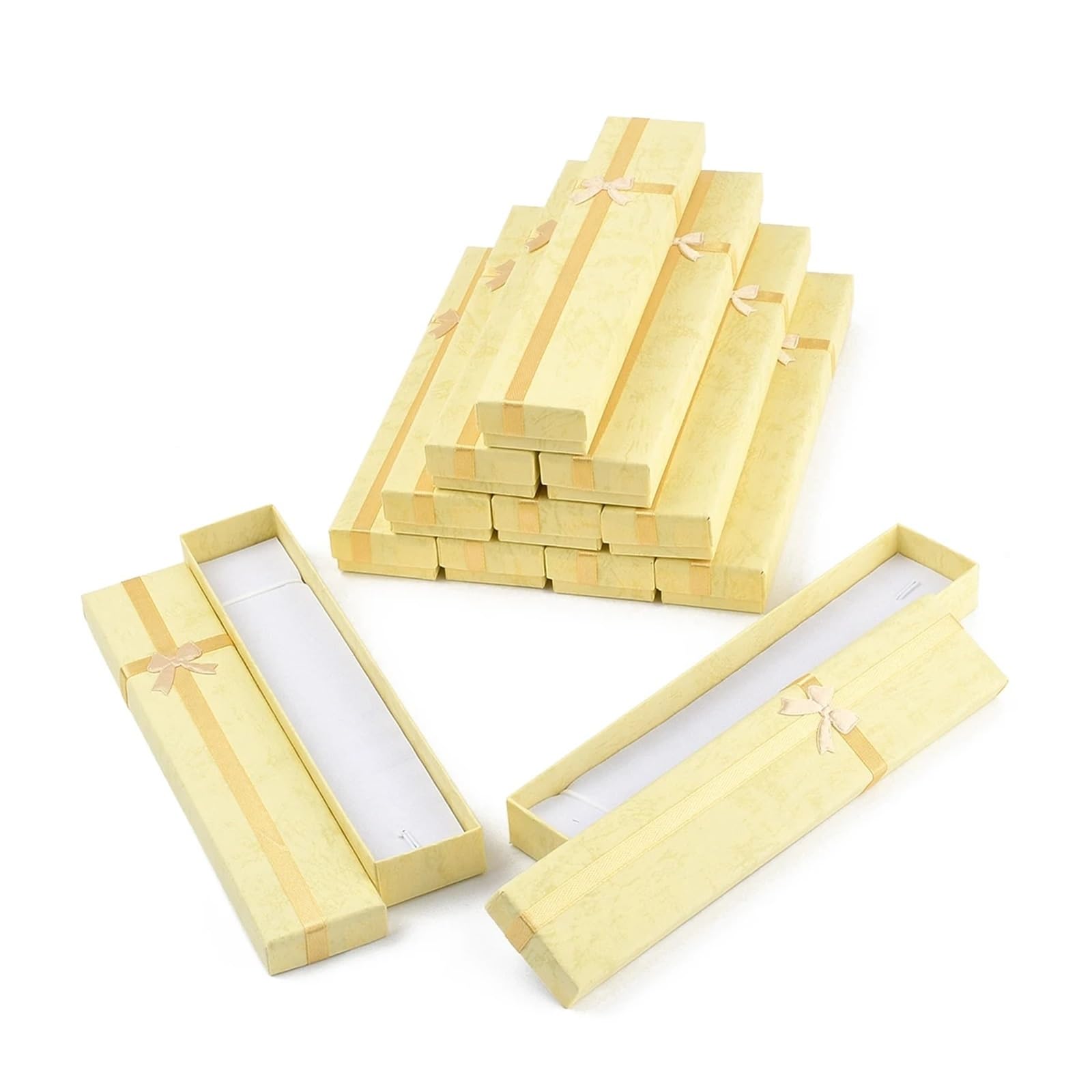 Qvorlth Small Gift Boxes 12Pcs Bowknot Cardboard Jewelry Necklace Boxes For Festive Gift Packaging Exquisite Box(Yellow)