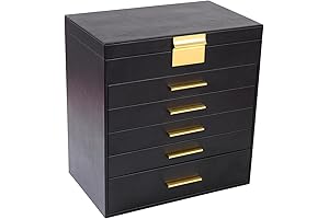 Large Jewelry Organizer with 6 Layer and Mirror for Necklace, Earrings, Bracelets, and More