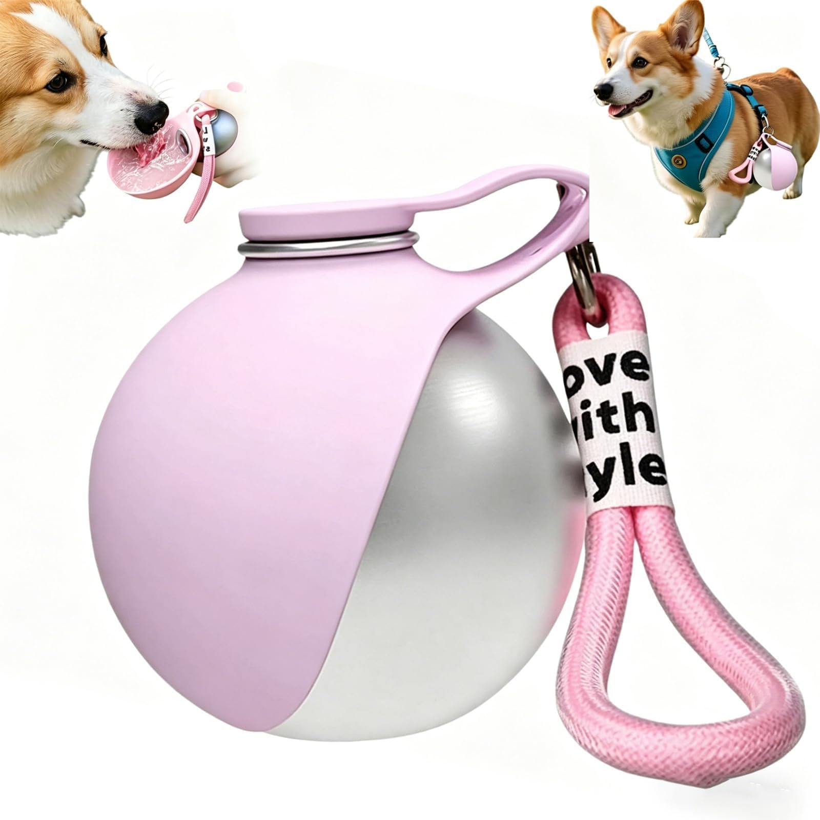 Dog Water Bottle, Portable Dog Water Bottle with Bowl, Dog Travel Water Bottle for Walking, Small Dog Water Bottle for Outdoor Activities, Convenient Drinking Solution for Pets