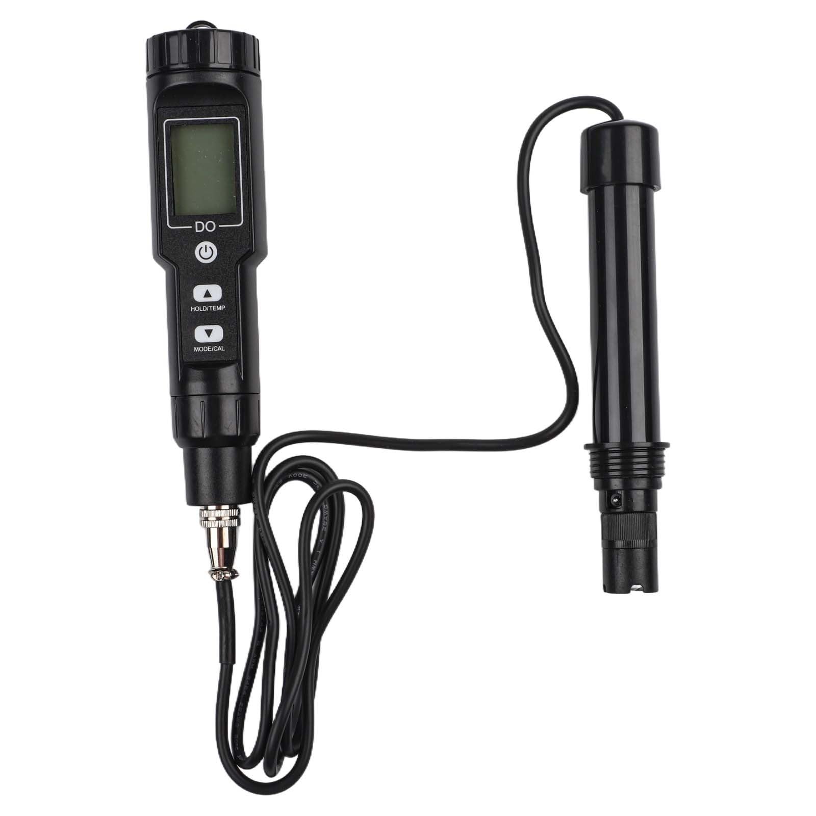 Misuratore di ossigeno digitale 0-30 mg/L con ATC, misuratore di ossigeno impermeabile per acquacoltura, display illuminato per test di piscina e acque reflue, nero