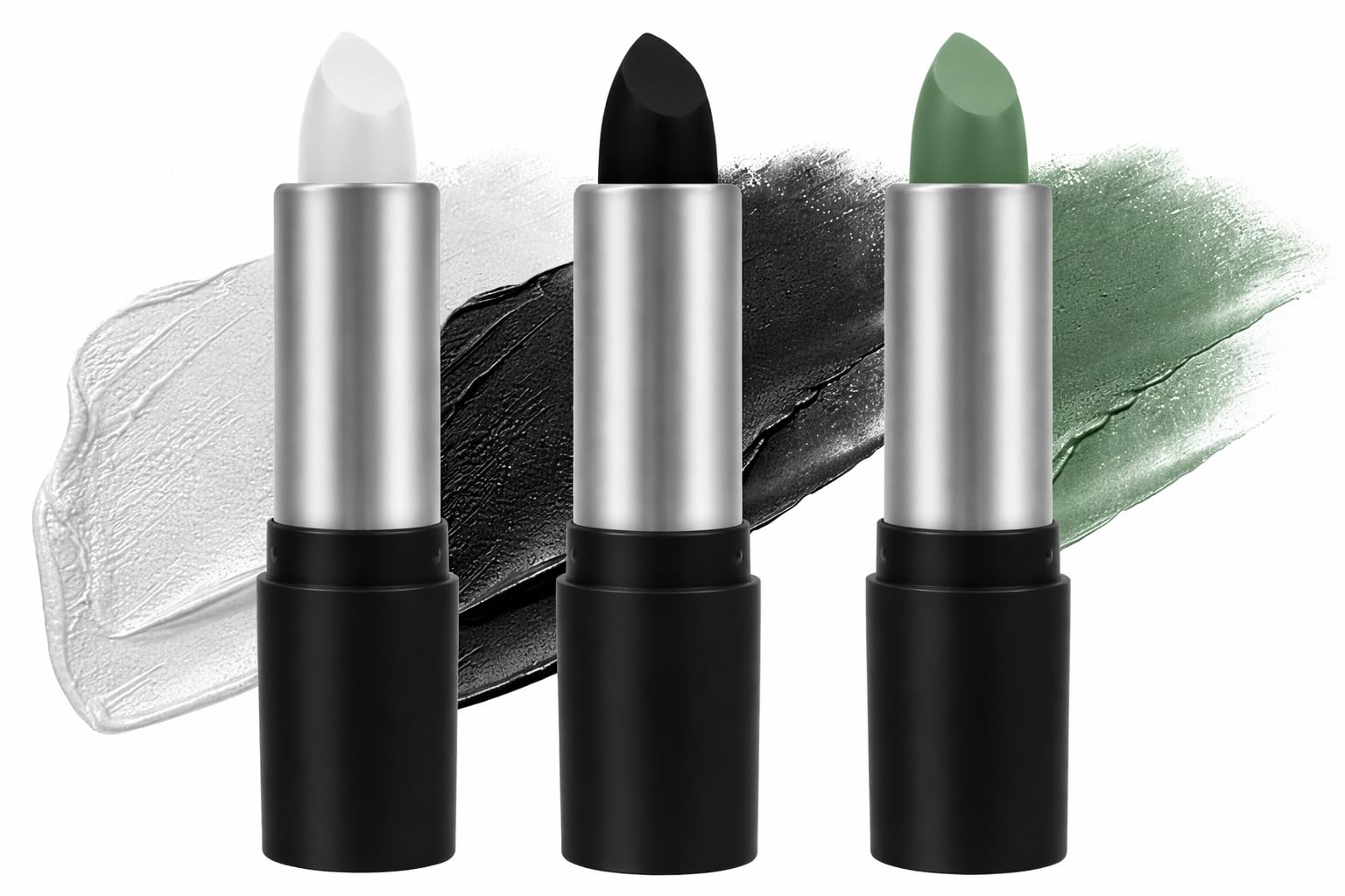 Sports Face Paint Stick for Cricket Football Matches Waterproof Long Lasting Cream Makeup for Stadium Events Halloween Cosplay Party Supplies Black White Green (Black-White-Green)-image-42