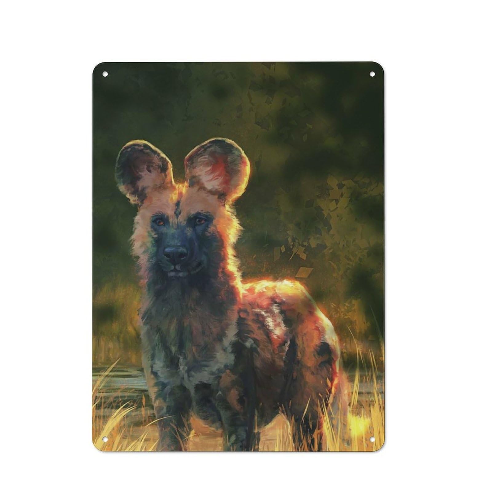 Junmoney African Wild Dog Classic Metal Wall Decor 40X30cm, Vintage Metal Sign For Hallway, Home Bar, Garage Or Study