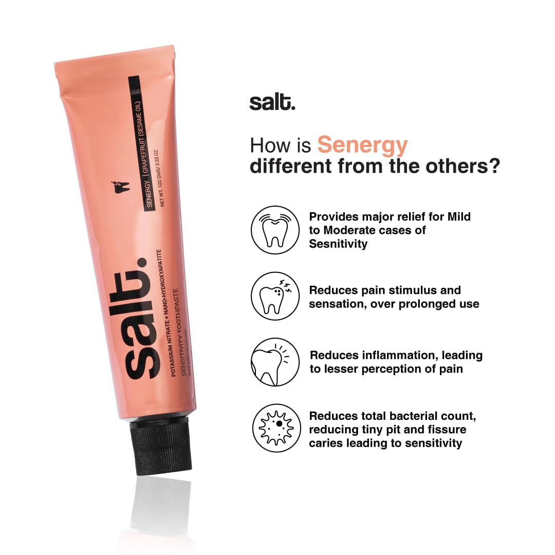 Salt. Oral Care Premium Toothpaste Combo 100g Each - Pack of 5 for Adults – Whitening, Sensitivity & Charcoal | Nano Hydroxyapatite | Fluoride Free | Complete Morning & Night Oral Care product image 4