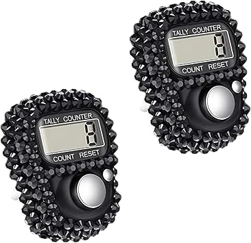 2Pcs Electronic Finger Tally Counter Clicker Counter,Convenient Portable Digital Display Tally Counter, Resettable Mini Lap Counter for Golf Goods Counting Accessories, Track and Field Lap Counters