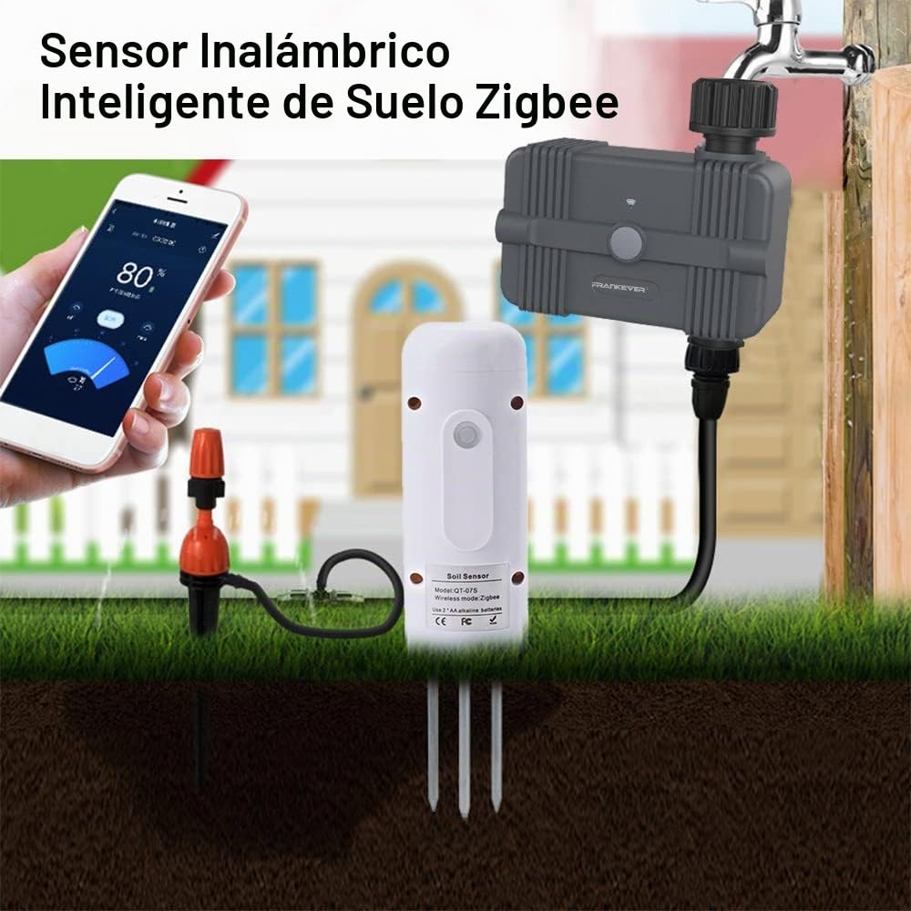 Tuya Zigbee - Probador de humedad de suelo inalámbrico, medidor de humedad de temperatura y humedad, monitor de plantas, detector impermeable IP67 para plantación de jardín