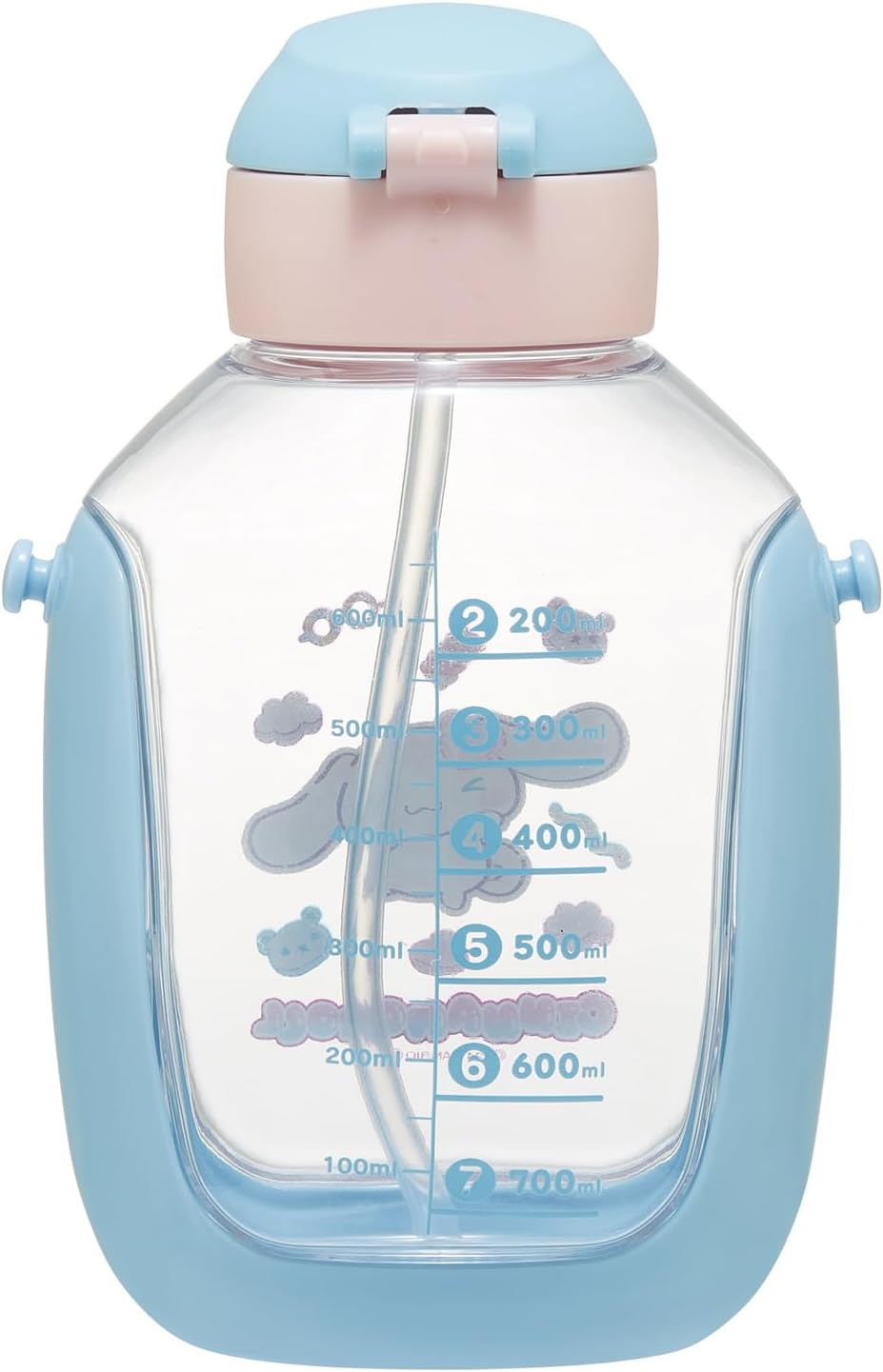Skater PDSH8DX One Push Straw Bottle, Water Bottle with Shoulder Strap, 26.7 fl oz (780 ml), Sanrio Cinnamorol, Marshmallow