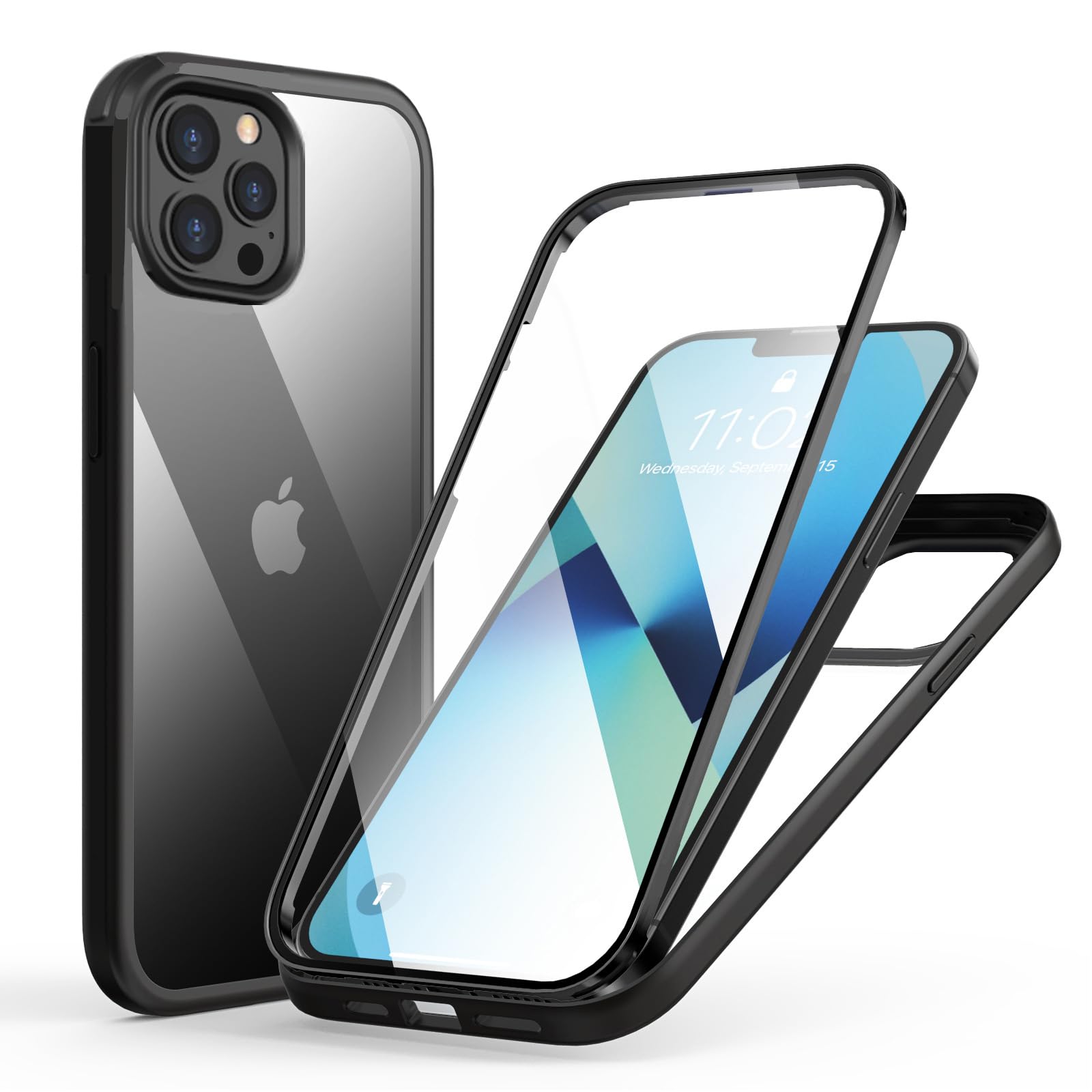 Amazon.co.jp: MQman iPhone12 iPhone12Pro ケース 前面ガラス+