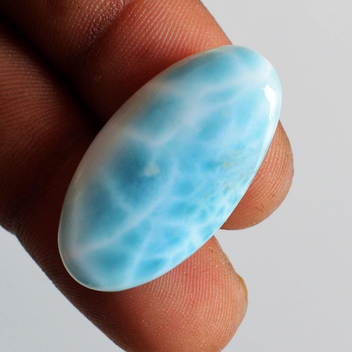 Natural Blue Larimar 23 Ct Oval Cabochon Loose Gemstone Single Stone for Ring Pendant Necklace Making DIY Craft Jewelry 30x16x5 mm image 3