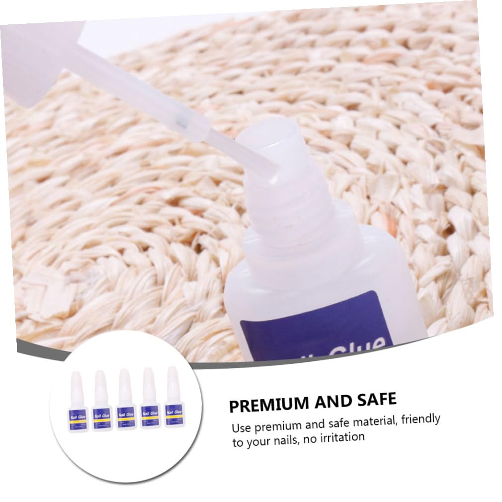 FOMIYES 5pcs Nail Glue with Brush for Manicure Nail Art Skin Friendly Acrylic Adhesive Professional Salon Use Safe Non Irritating Formula Gift