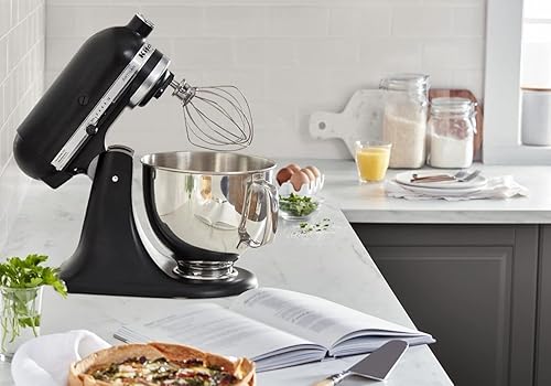 Miniatura 32 de KitchenAid KSM150PSAC Artisan Series - Batidora de pie con capacidad de 5 cuartos o 4.7 litros, incluye escudo vertedor Azul hielo