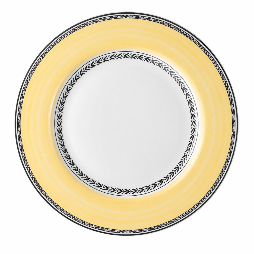 Villeroy & Boch Audun Fleur Plato llano, 27 cm, Porcelana Premium, Blanco/Gris/Amarillo | Porcelana, diseño multicolor, una pieza, entrantes, ensaladas compuestas, aperitivos compartidos