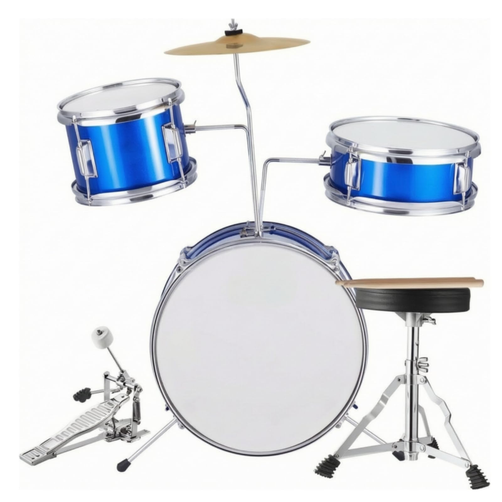Batteria per Bambini Batteria Percussioni Set Completo Grancassa Tom Piatti Treppiede Sgabello Pedale Bacchette Finitura Pulita in Gioco , color to 4