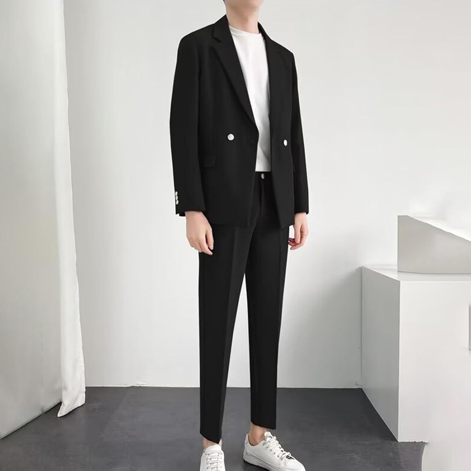 [HongzyFirm] スーツ メンズ パンツスーツ スリム 上下 2点セット セットアップ スラックス テーラードジャケット フ