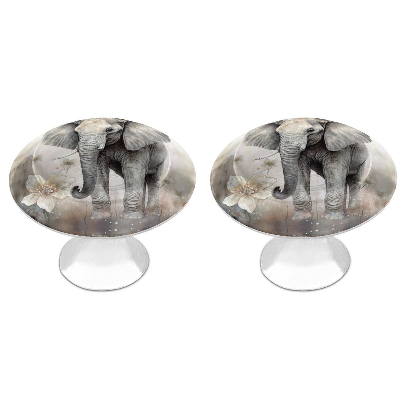 Fekiloot White Animals Cute Elephant Cabinet Knobs For Kitchen Ornament, Round Zinc Decorative Drawer Pulls For Cabinets Trendy, Dresser Drawers Pulls Bathroom Dresser Knob With Screw