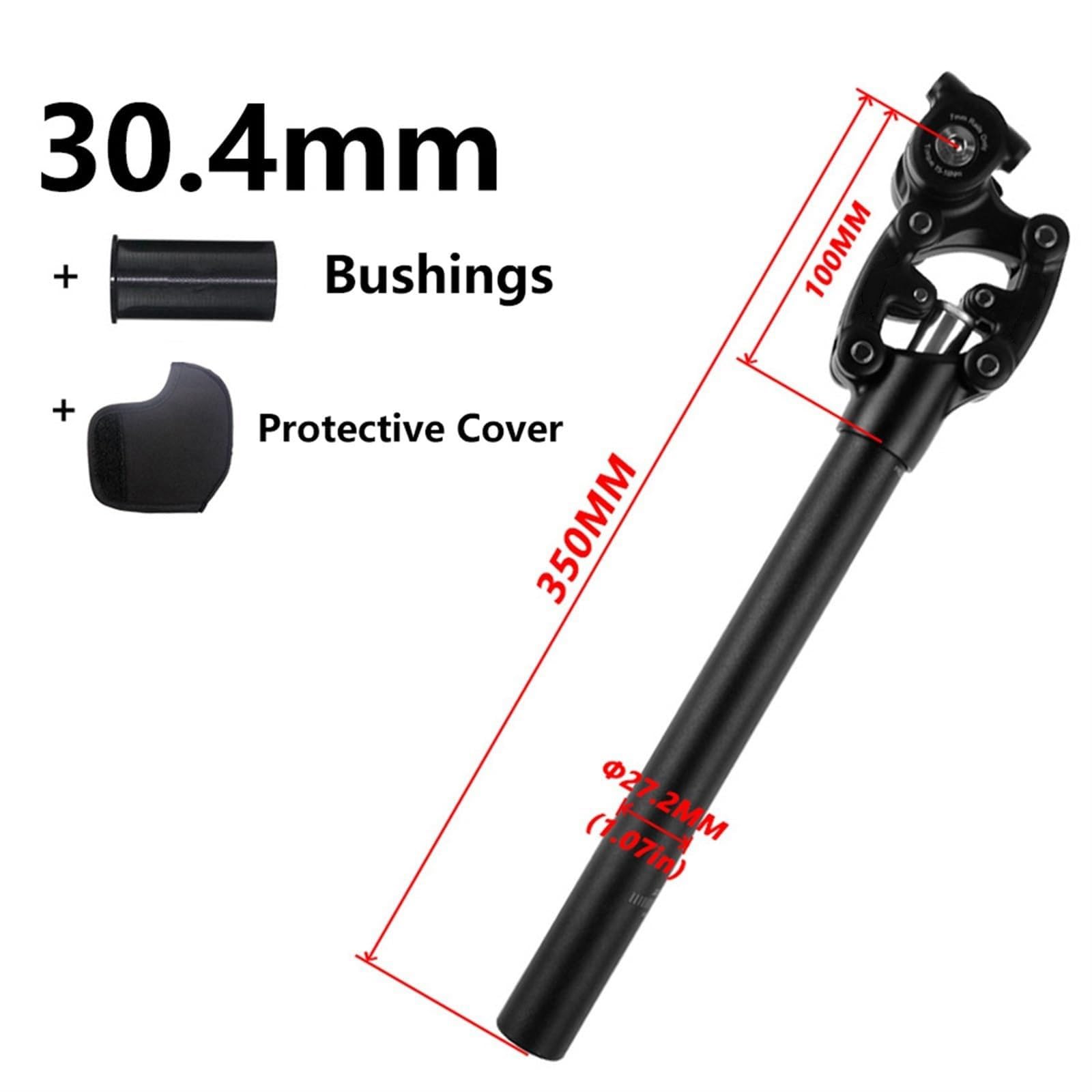 Reggisella ammortizzato da 350 mm per Bicicletta con Manicotto di riduzione e Manicotto di Protezione, SP 12 NCX Mountain Bike - Ammortizzatore per Sella, reggisella ammortizzato,