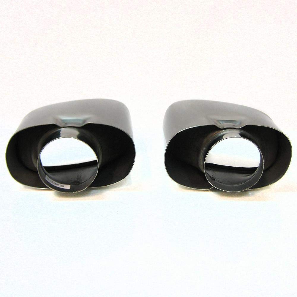 Doppel Auspuffblende Endrohr Auspuff Schalldampf Sport Oval Sportauspuff Blende Edelstahl Chrom Kompatibel mit Bmw AutoHobby