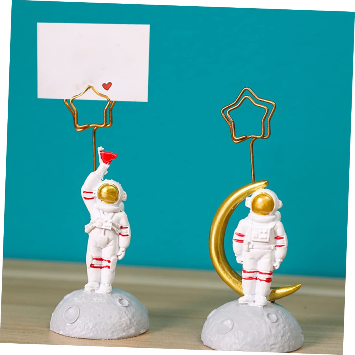 OSALADI 4Pcs Astronaut Photo Clips Ornament for Desk Creative Name Card Holder and Memo Stand Tabletop Decoration for Home and Office