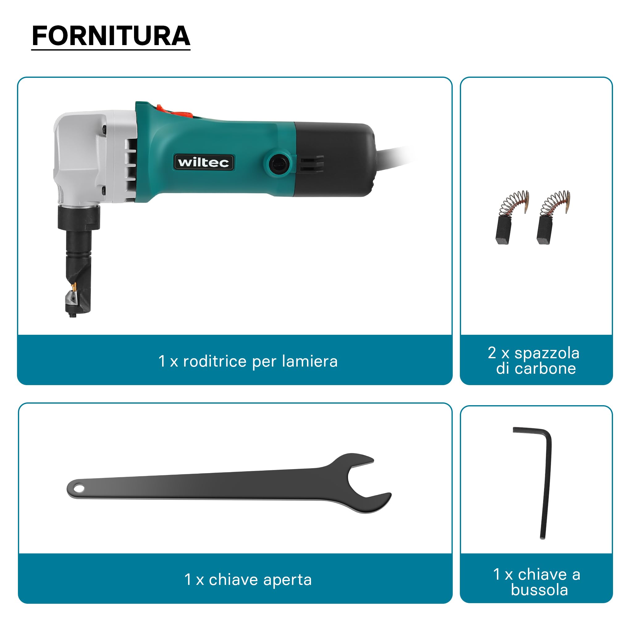 Roditrice per lamiera 500W profondità di taglio 2,5mm testa rotabile 360°