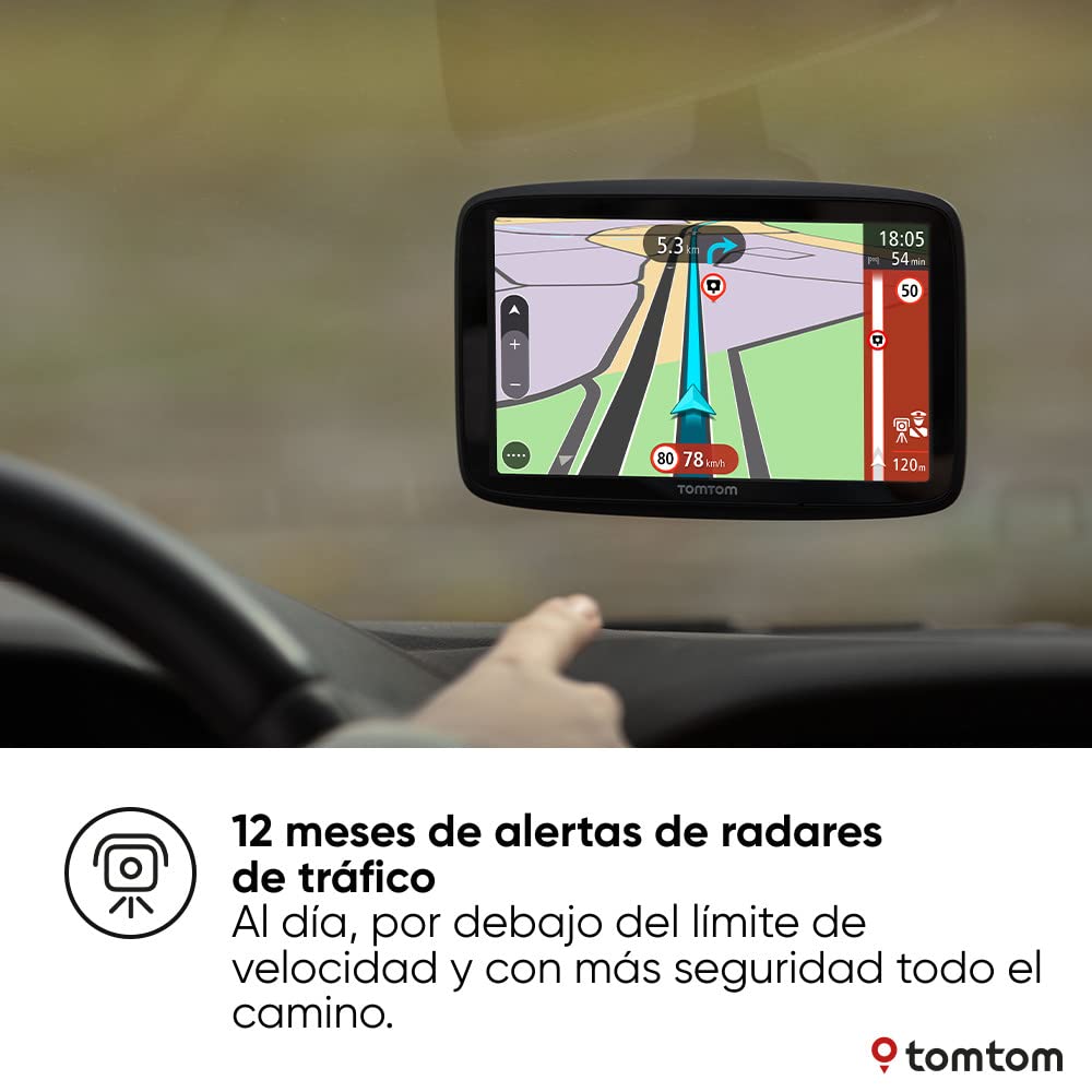 Tomtom GPS para Coche GO Navigator, 6 Pulgadas, información del tráfico en Tiempo Real y Prueba de alertas de radares de tráfico, mapas del Mundo, actualizaciones vía Wi-Fi