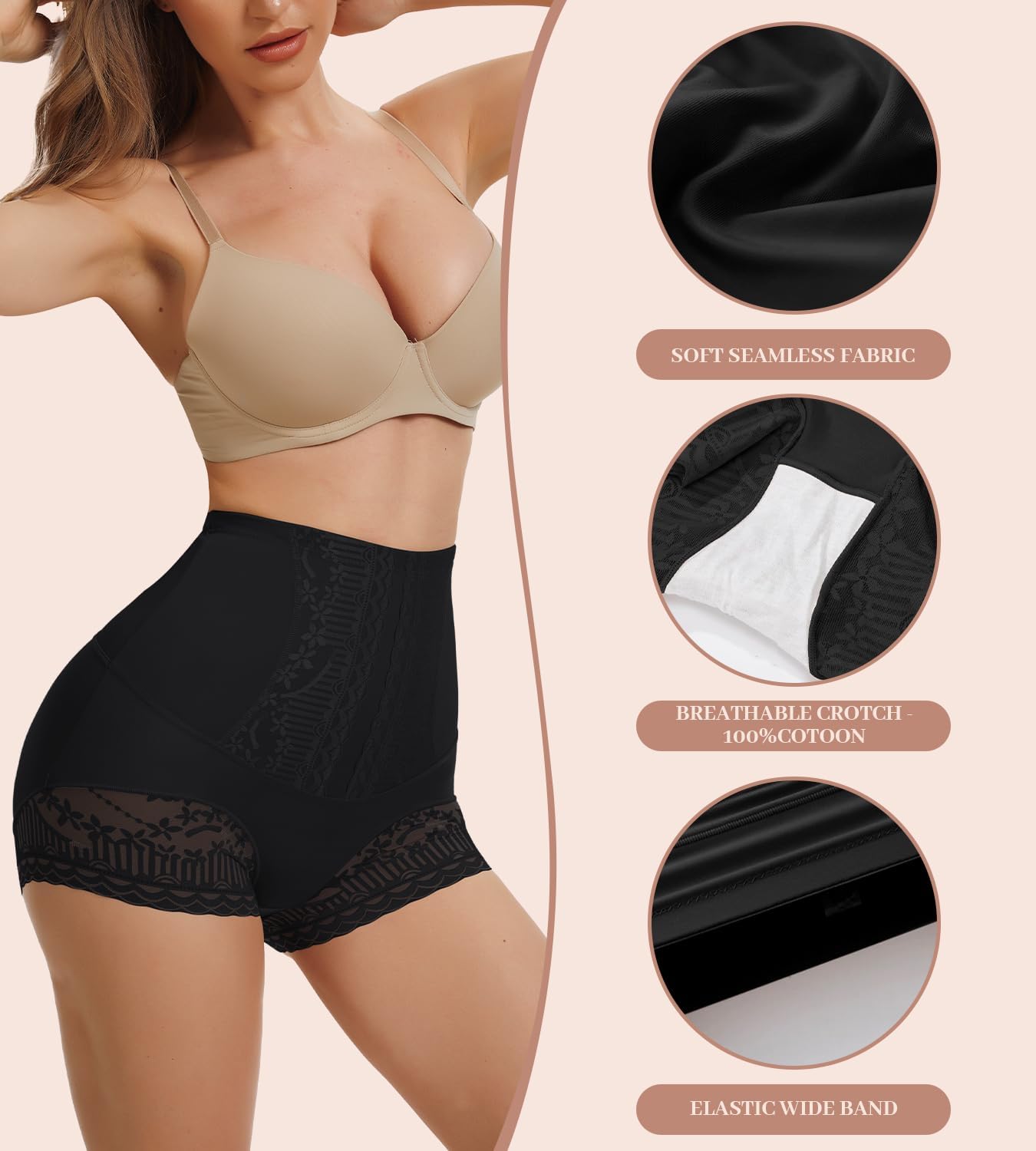 Shapewear Tummy Control Underwear for Women, High-Waisted Butt Lifter Briefs - Image 4